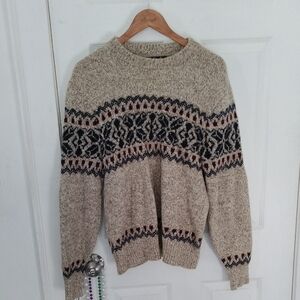 LORD JEFF Vintage 80's Sz L Men's Beige Patterned Sweater